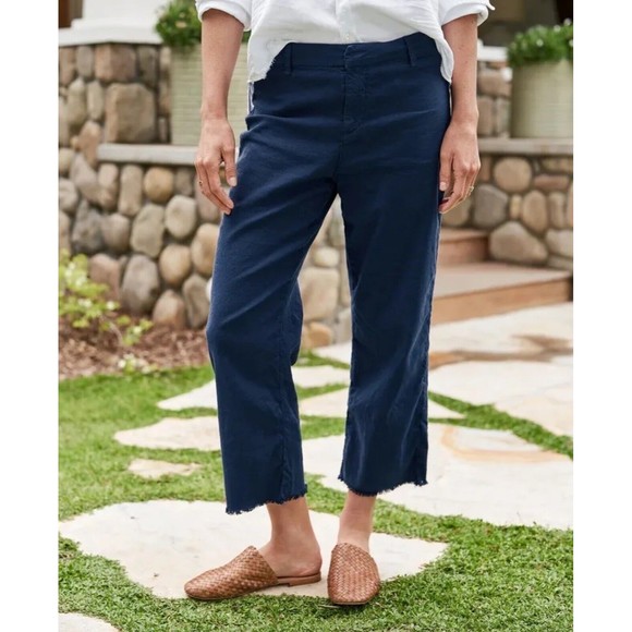 Frank & Eileen $298 Kinsale Italian Performance Linen Flax Size 2 - Navy Blue - Picture 1 of 14